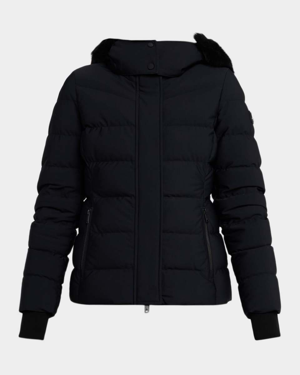 Betta Hooded Down Jacket with Shearling Tri